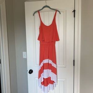Women’s Charming Charlie’s MIDI High Low Dress Orange White Small